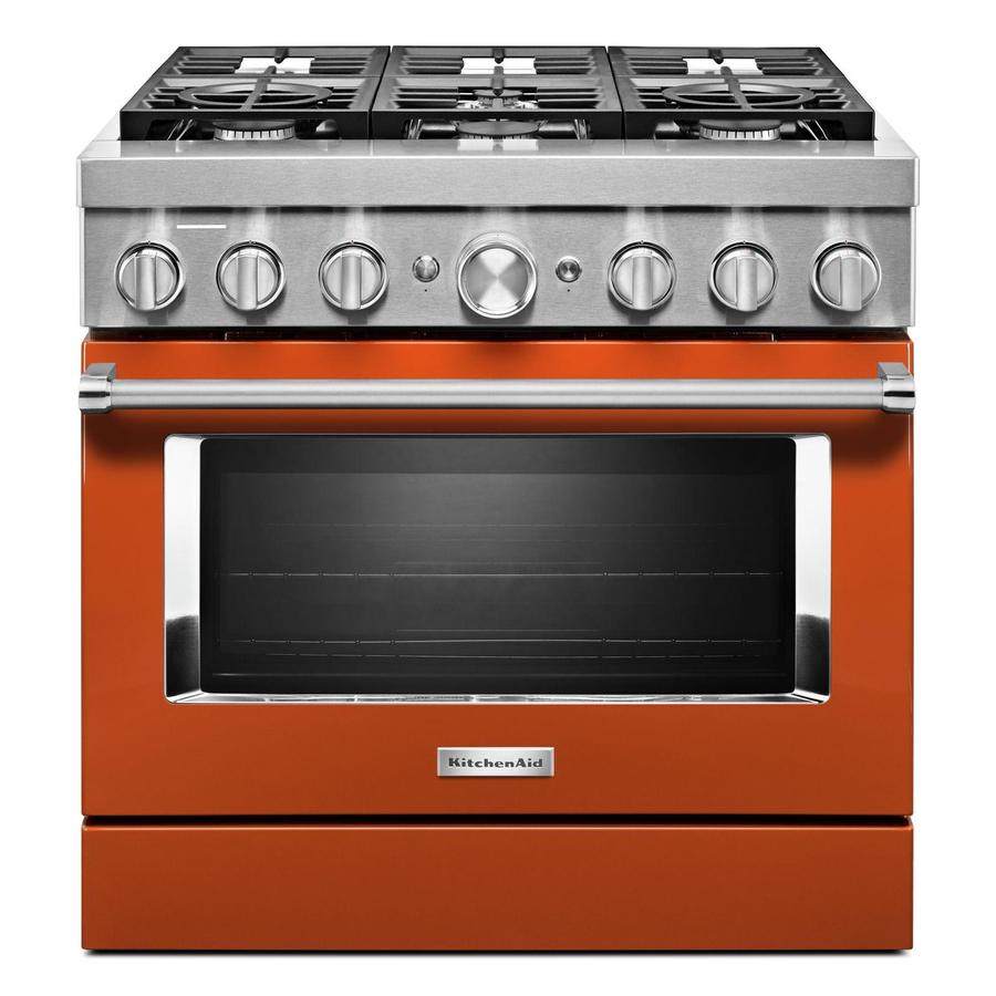 KitchenAid - 5.1 cu. ft Dual Fuel Range in Orange - KFDC506JSC