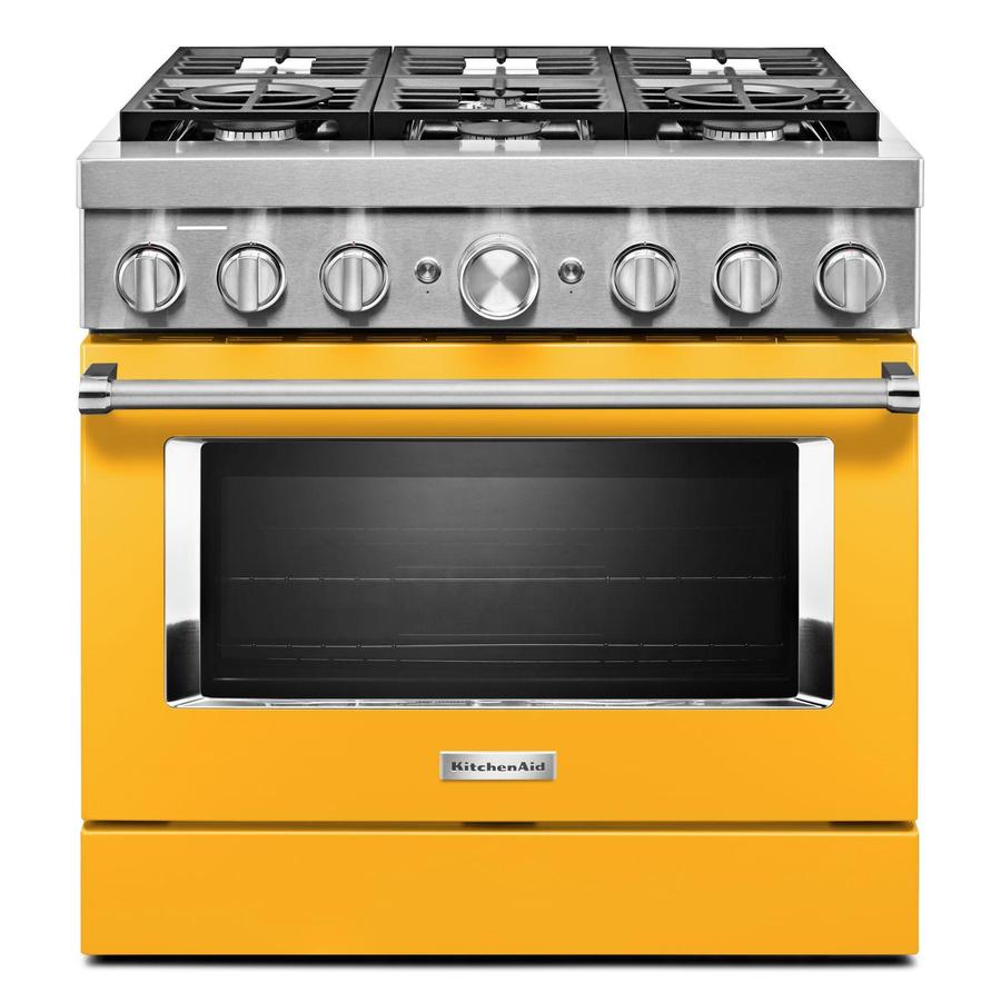 KitchenAid - 5.1 cu. ft Dual Fuel Range in Yellow - KFDC506JYP