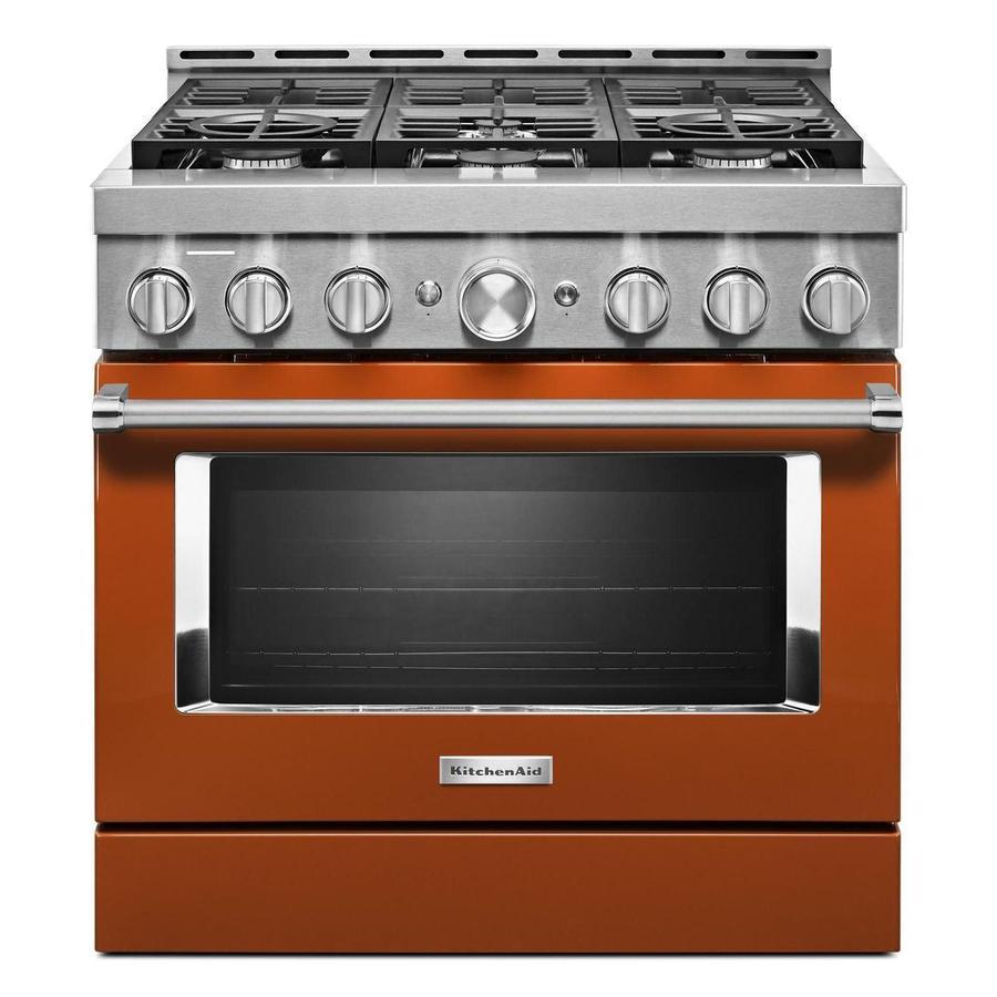 KitchenAid - 5.1 cu. ft Gas Range in Orange - KFGC506JSC