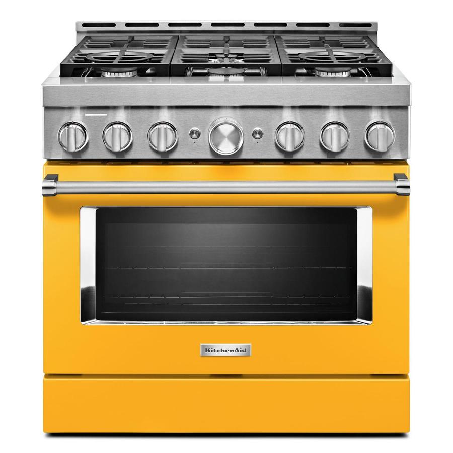 KitchenAid - 5.1 cu. ft Gas Range in Yellow - KFGC506JYP