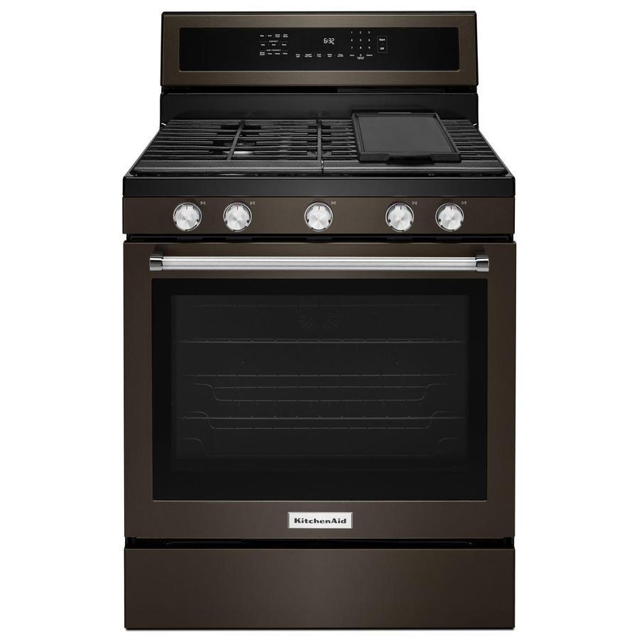 KitchenAid - 5.8 cu. ft Gas Range in Black Stainless - KFGG500EBS