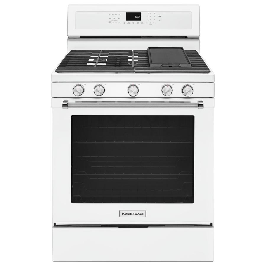 KitchenAid - 5.8 cu. ft Gas Range in White - KFGG500EWH