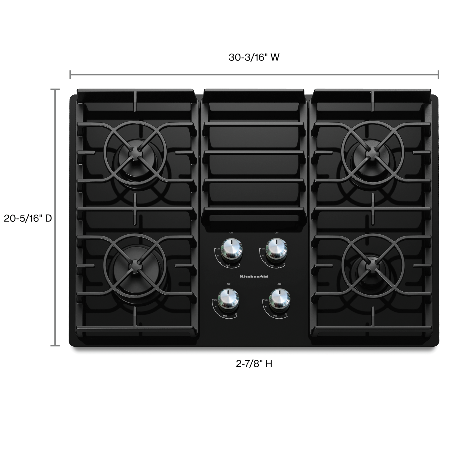 KitchenAid - 30.1875 Inch Gas Cooktop in Black - KGCC506RBL