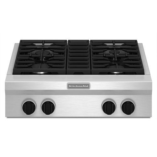 KitchenAid - 29.9375 Inch Gas Cooktop in Stainless - KGCU407VSS
