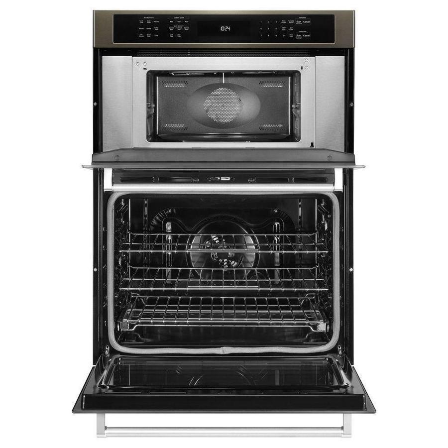 KitchenAid - 6.4 cu. ft Combination Wall Oven in Black Stainless Steel with PrintShield Finish - KOCE500EBS