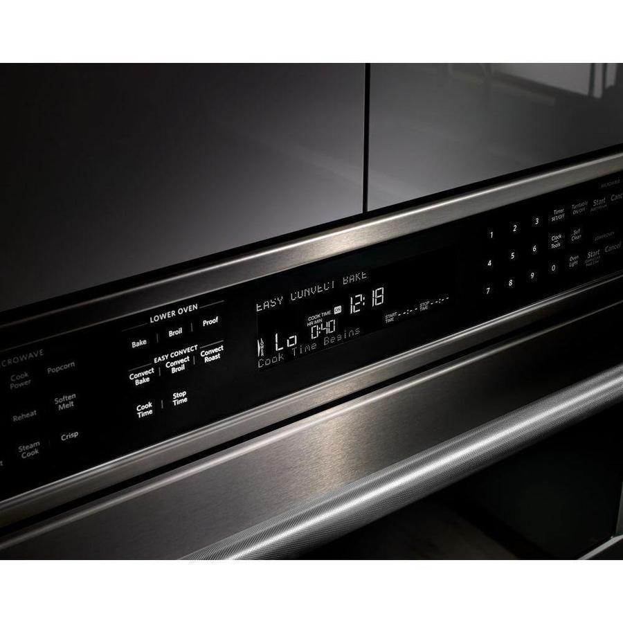 KitchenAid - 6.4 cu. ft Combination Wall Oven in Black Stainless Steel with PrintShield Finish - KOCE500EBS