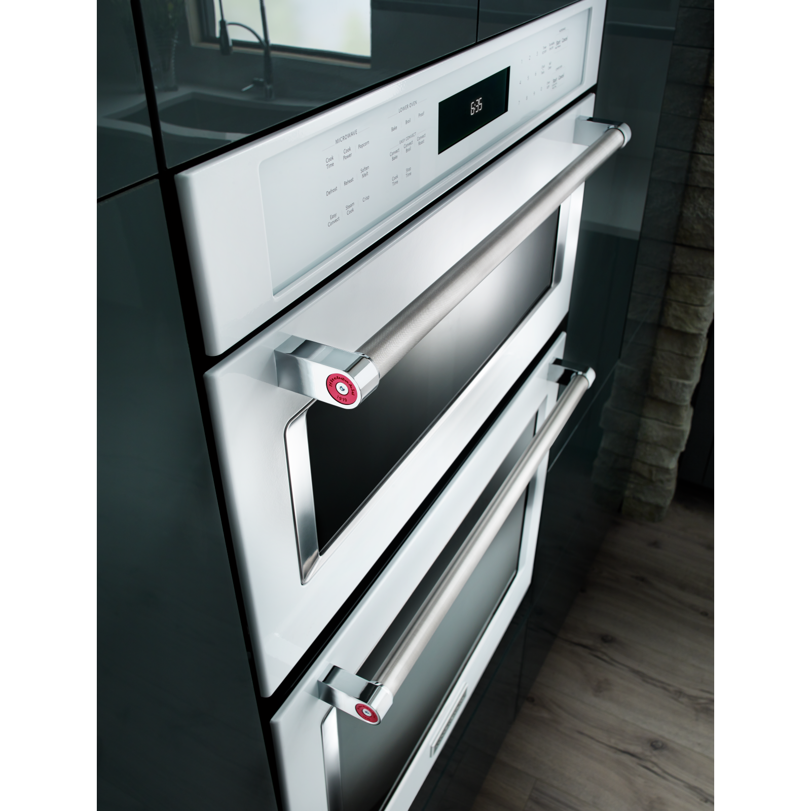 KitchenAid - 6.4 cu. ft Combination Wall Oven in White - KOCE500EWH