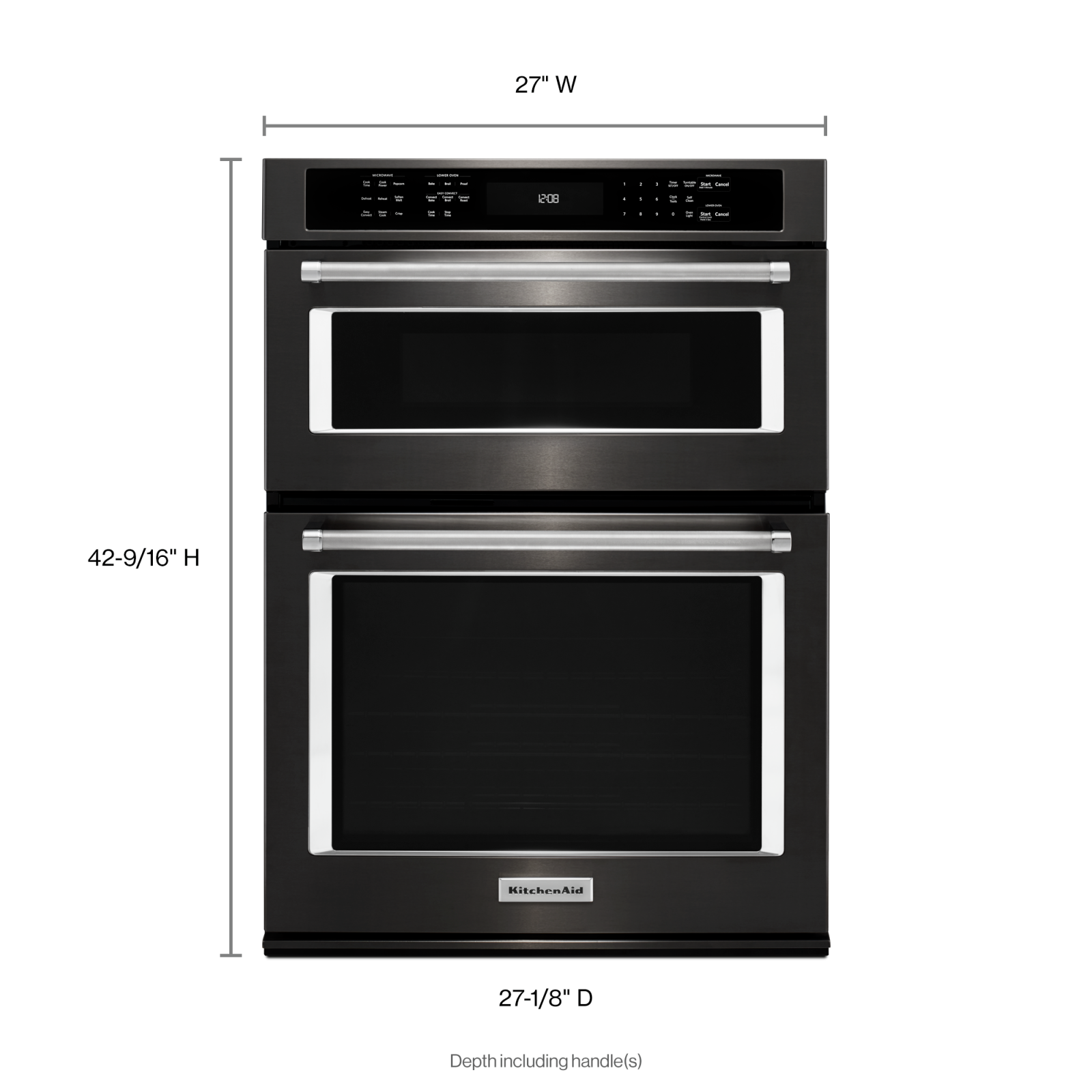 KitchenAid - 5.7 cu. ft Combination Wall Oven in Black Stainless - KOCE507EBS