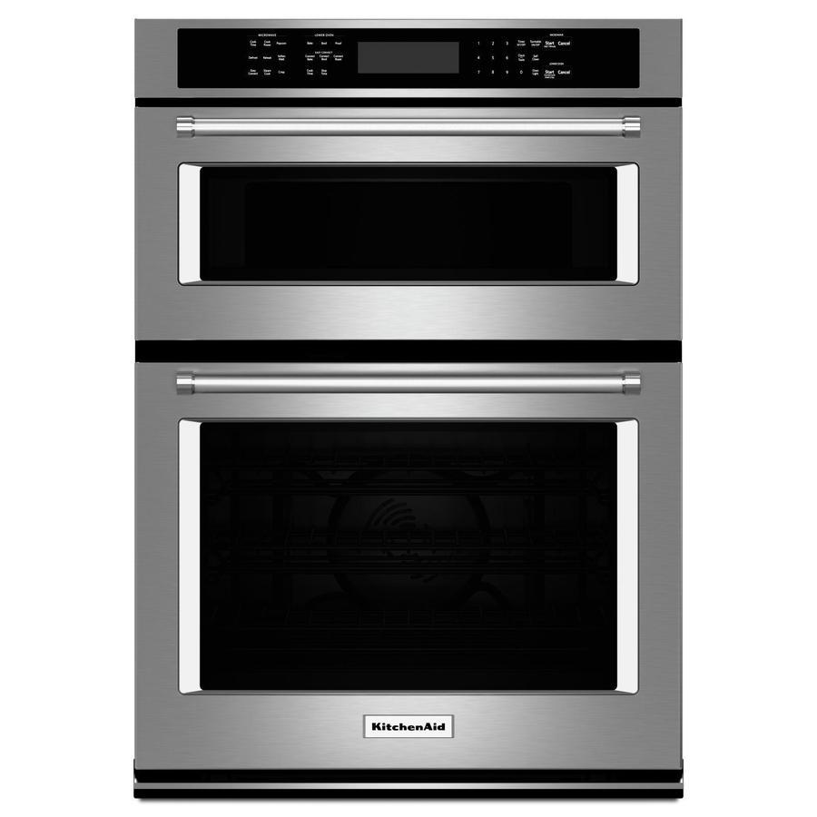 KitchenAid - 5.7 cu. ft Combination Wall Oven in Stainless - KOCE507ESS