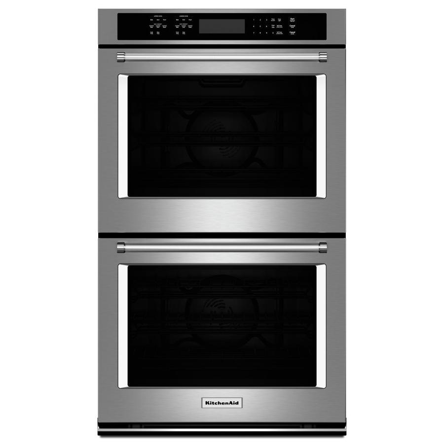 KitchenAid - 8.6 cu. ft Double Wall Oven in Stainless - KODE507ESS