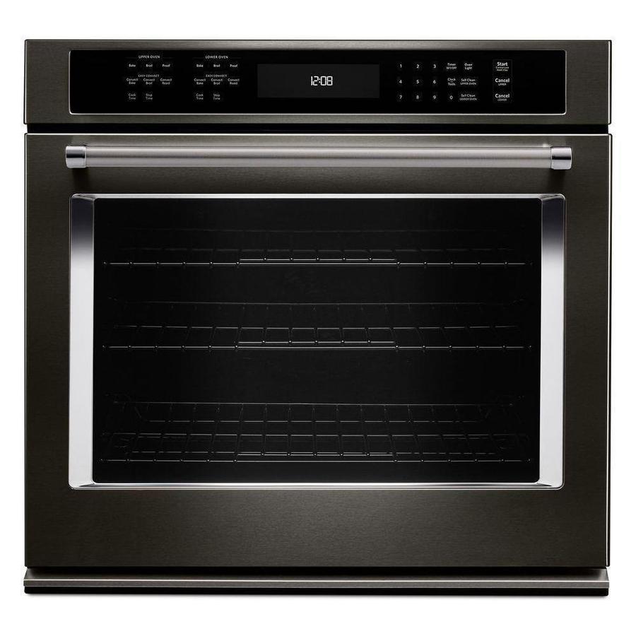 KitchenAid - 5 cu. ft Single Wall Oven in Black Stainless Steel with PrintShield Finish - KOSE500EBS