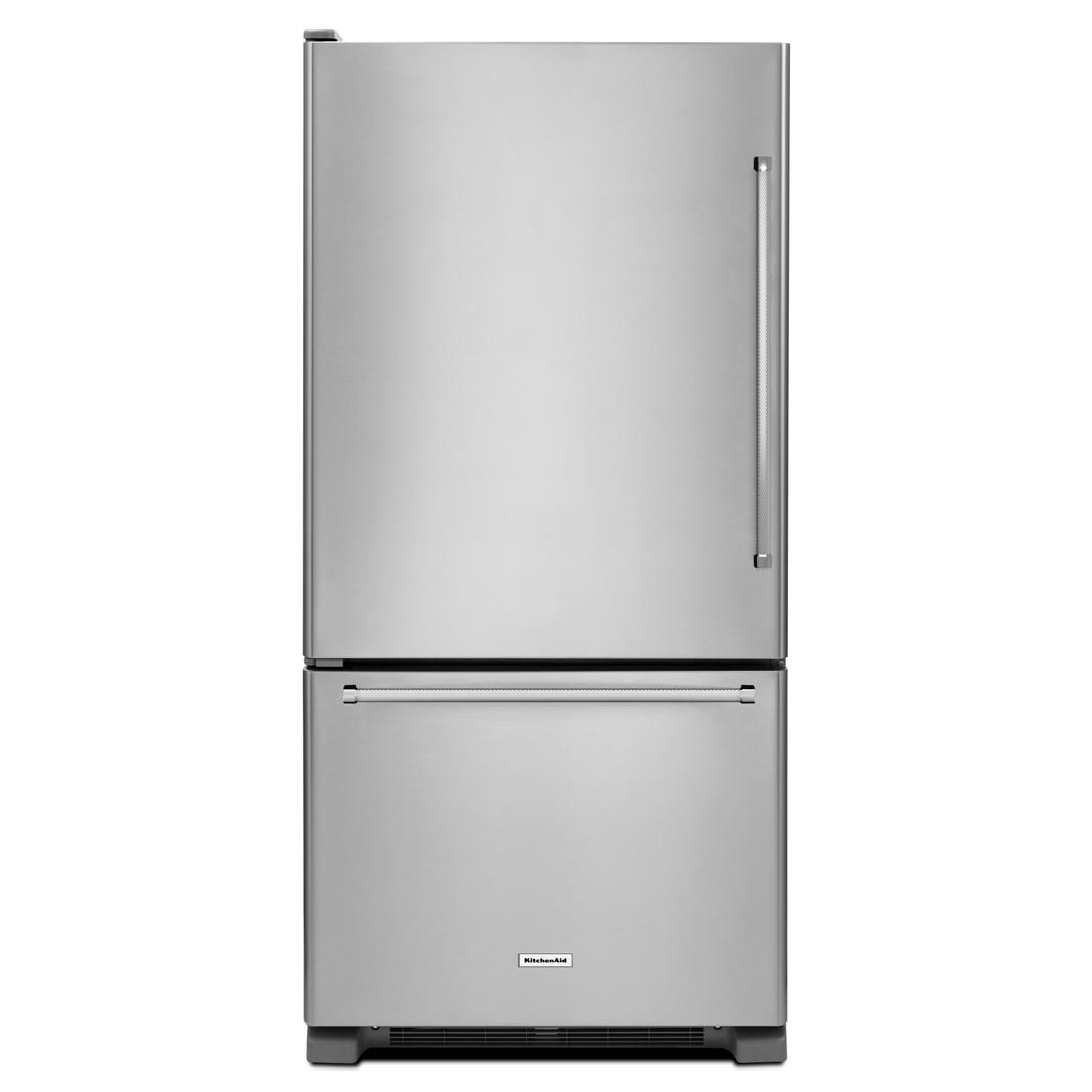 KitchenAid - 32.6 Inch 22.1 cu. ft Bottom Mount Refrigerator in Stainless - KRBL102ESS