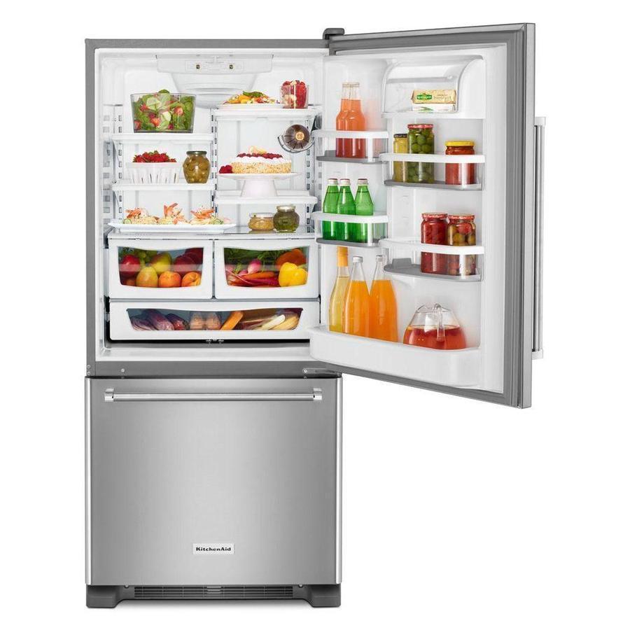 KitchenAid - 29.8 Inch 18.7 cu. ft Bottom Mount Refrigerator in Stainless - KRBR109ESS
