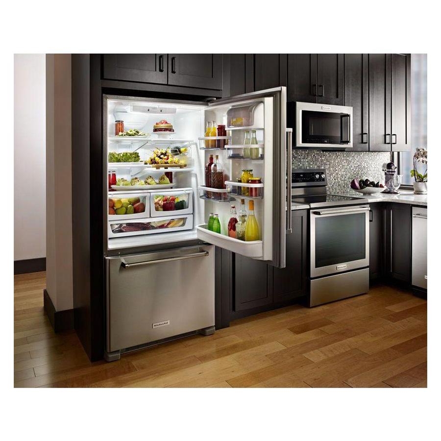 KitchenAid - 29.8 Inch 18.7 cu. ft Bottom Mount Refrigerator in Stainless - KRBR109ESS