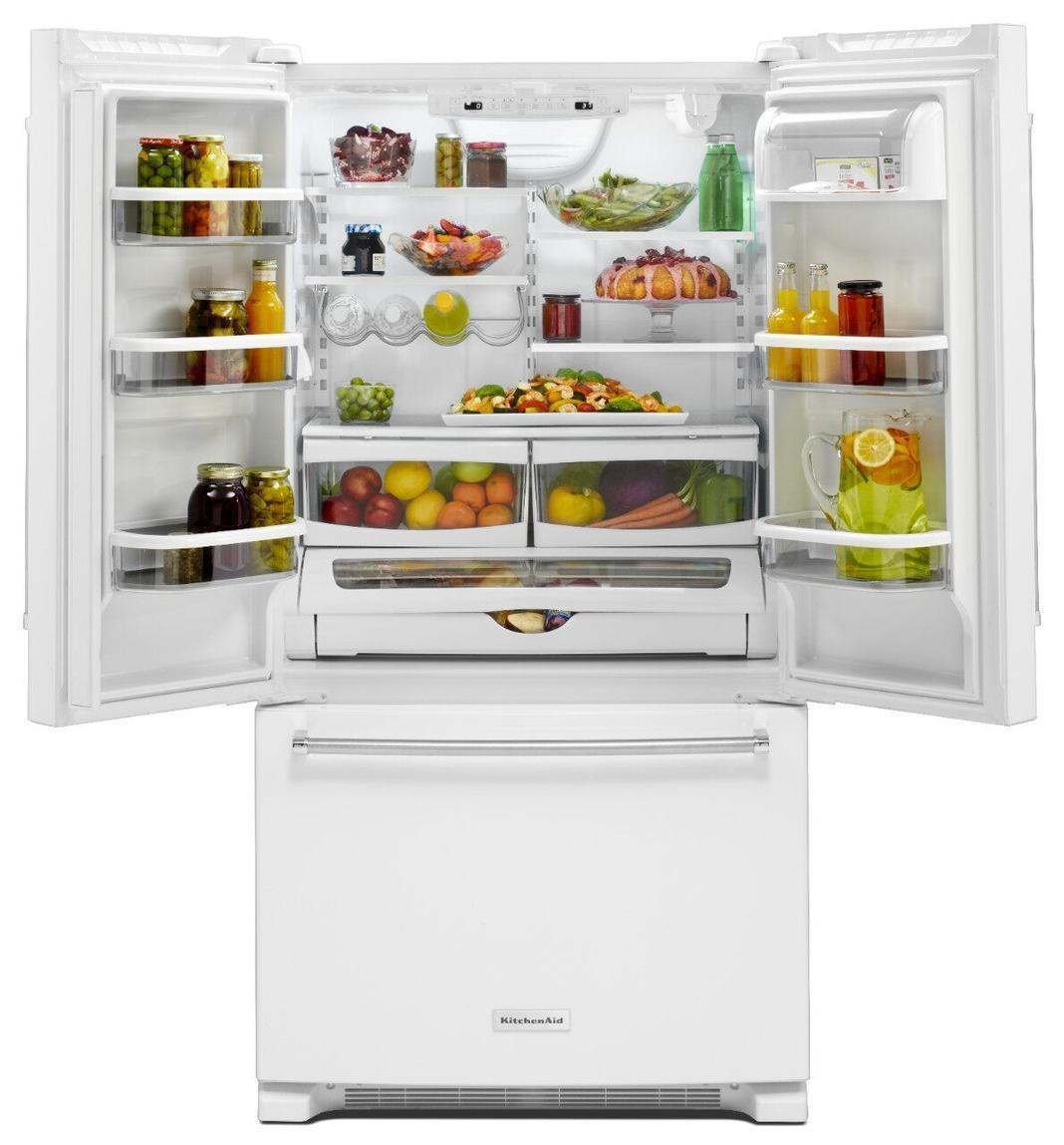 KitchenAid - 35.75 Inch 20 cu. ft French Door Refrigerator in White - KRFC300EWH