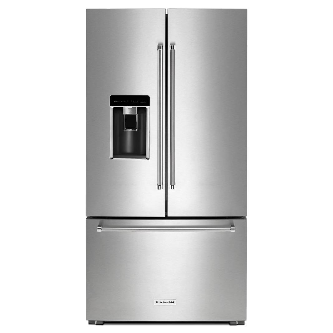 KitchenAid - 35.8 Inch 23.8 cu. ft French Door Refrigerator in Stainless - KRFC604FSS