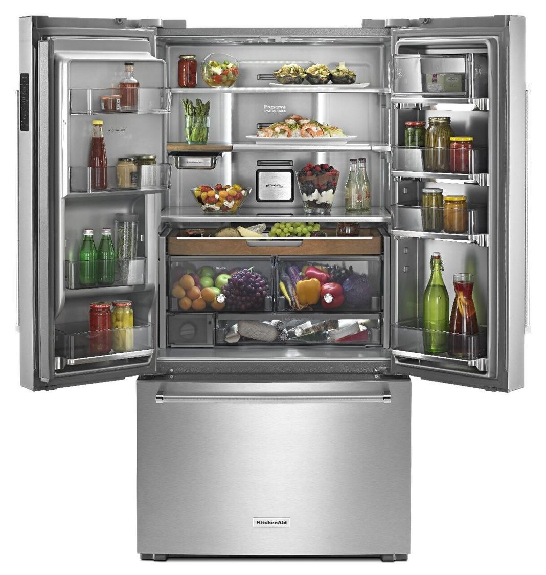 KitchenAid - 35.8 Inch 23.8 cu. ft French Door Refrigerator in Stainless - KRFC704FSS