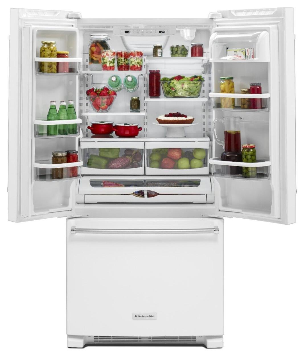 KitchenAid - 32.875 Inch 22.11 cu. ft French Door Refrigerator in White - KRFF302EWH
