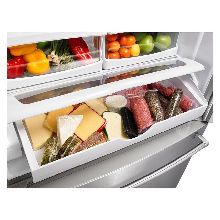 KitchenAid - 35.9 Inch 25.2 cu. ft French Door Refrigerator in Black Stainless - KRFF305EBS