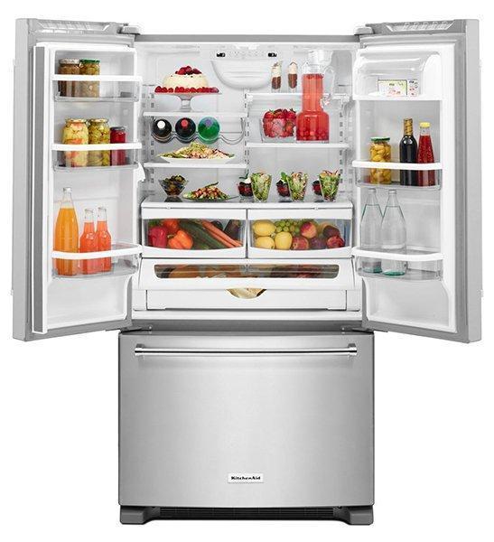 KitchenAid - 35.88 Inch 25.19 cu. ft French Door Refrigerator in Stainless - KRFF305ESS