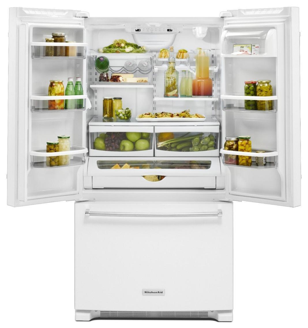 KitchenAid - 35.875 Inch 25 cu. ft French Door Refrigerator in White - KRFF305EWH