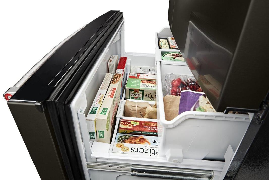 KitchenAid - 35.6875 Inch 26.8 cu. ft French Door Refrigerator in Black Stainless - KRFF507HBS