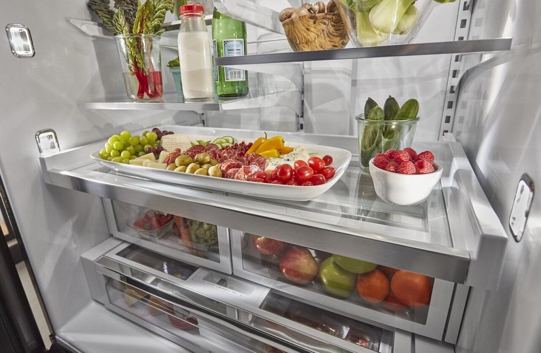 KitchenAid - 35.6875 Inch 26.8 cu. ft French Door Refrigerator in Black Stainless - KRFF507HBS