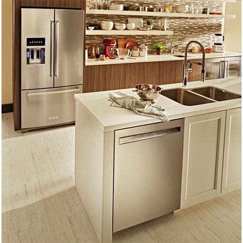 KitchenAid - 35.69 Inch 26.8 cu. ft French Door Refrigerator in Stainless - KRFF507HPS