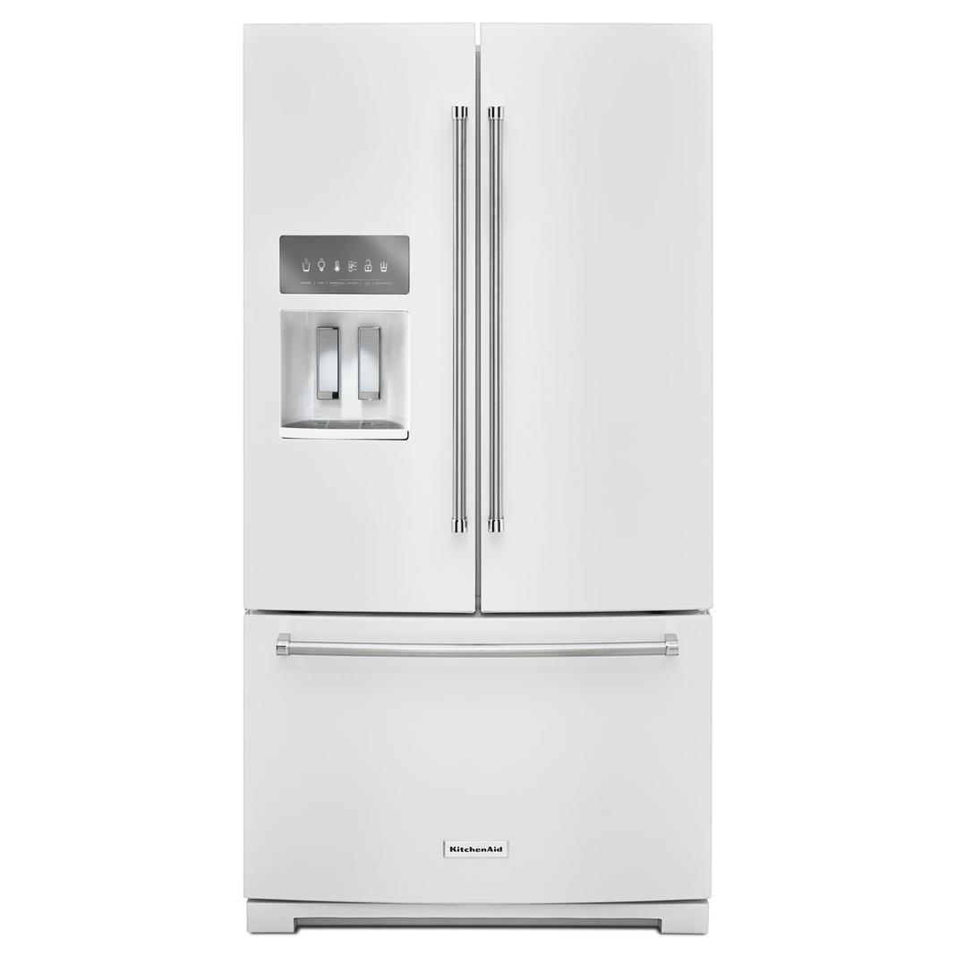 KitchenAid - 35.6875 Inch 26.8 cu. ft French Door Refrigerator in White - KRFF507HWH
