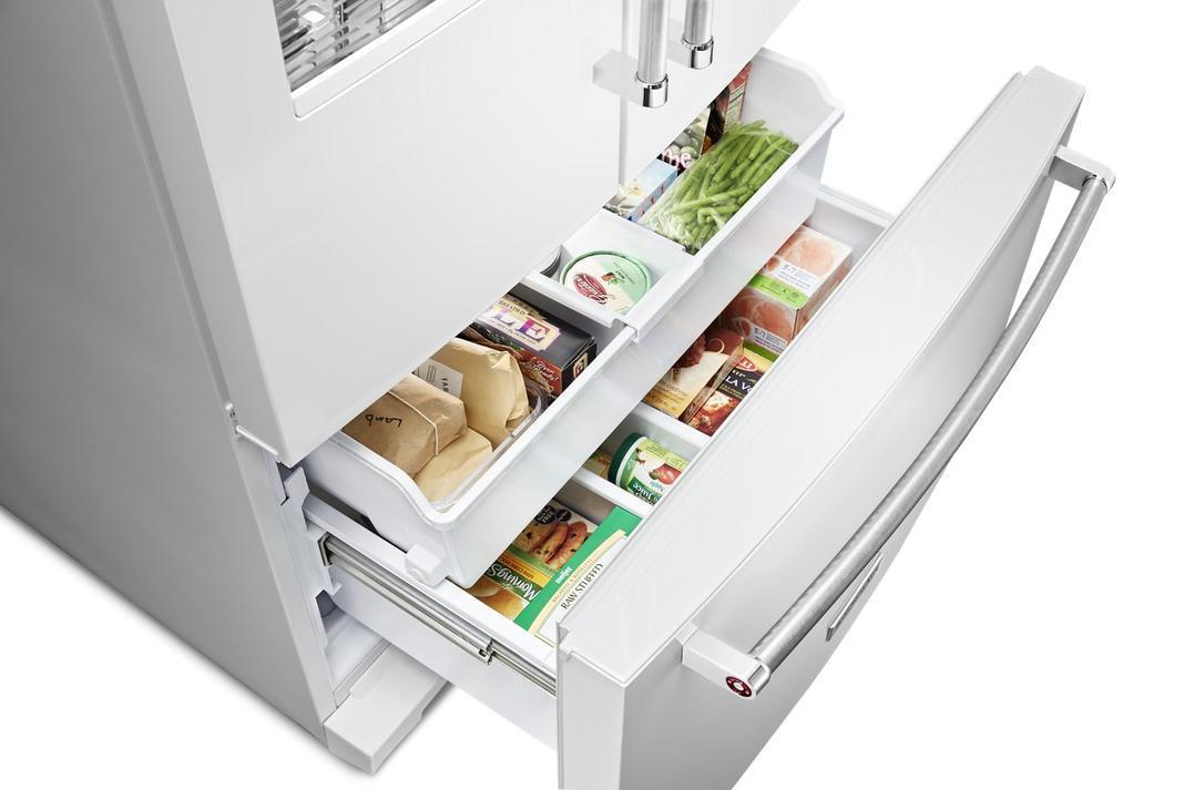 KitchenAid - 35.6875 Inch 26.8 cu. ft French Door Refrigerator in White - KRFF507HWH