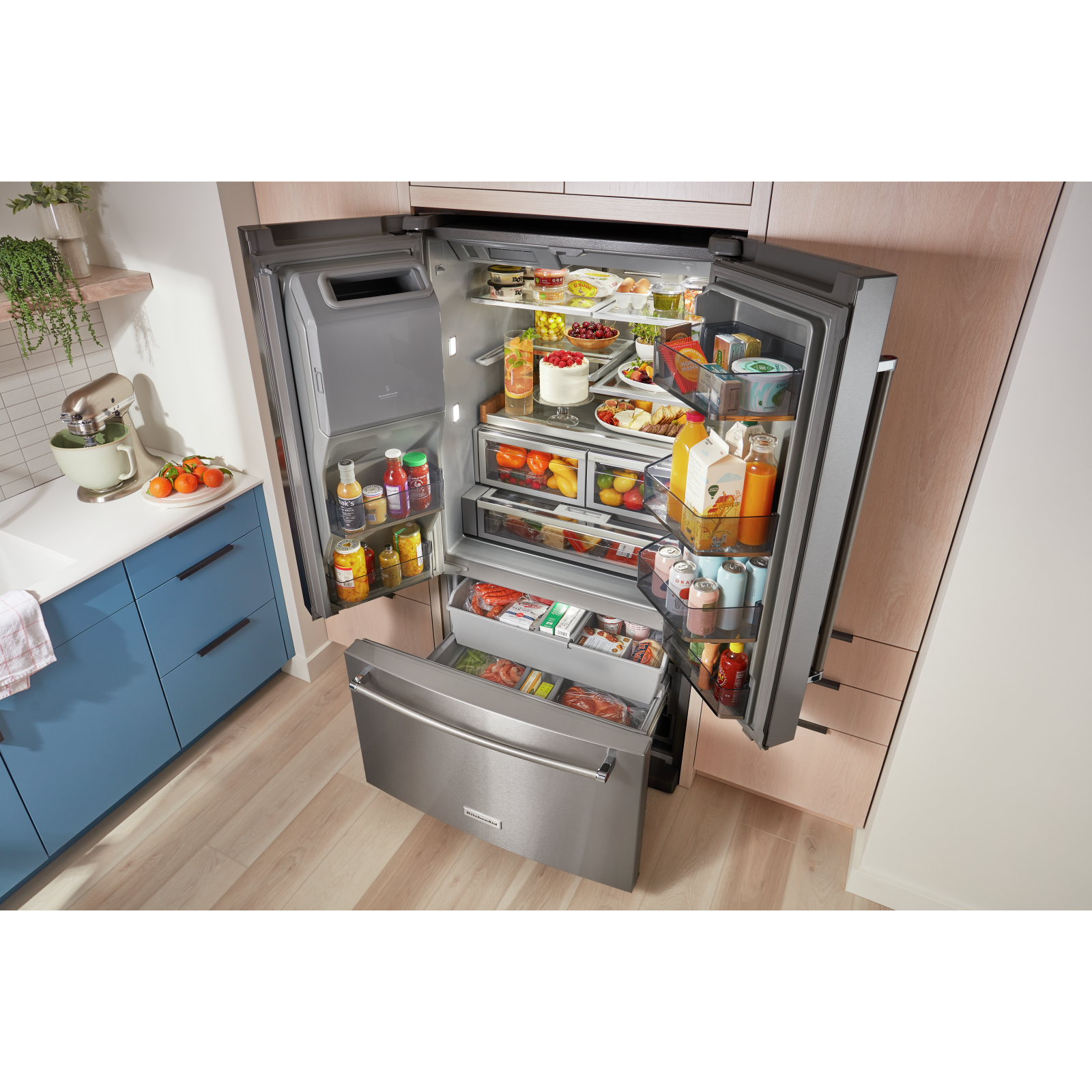 KitchenAid - 35.94 Inch 27 cu. ft French Door Refrigerator in Stainless - KRFF577KPS