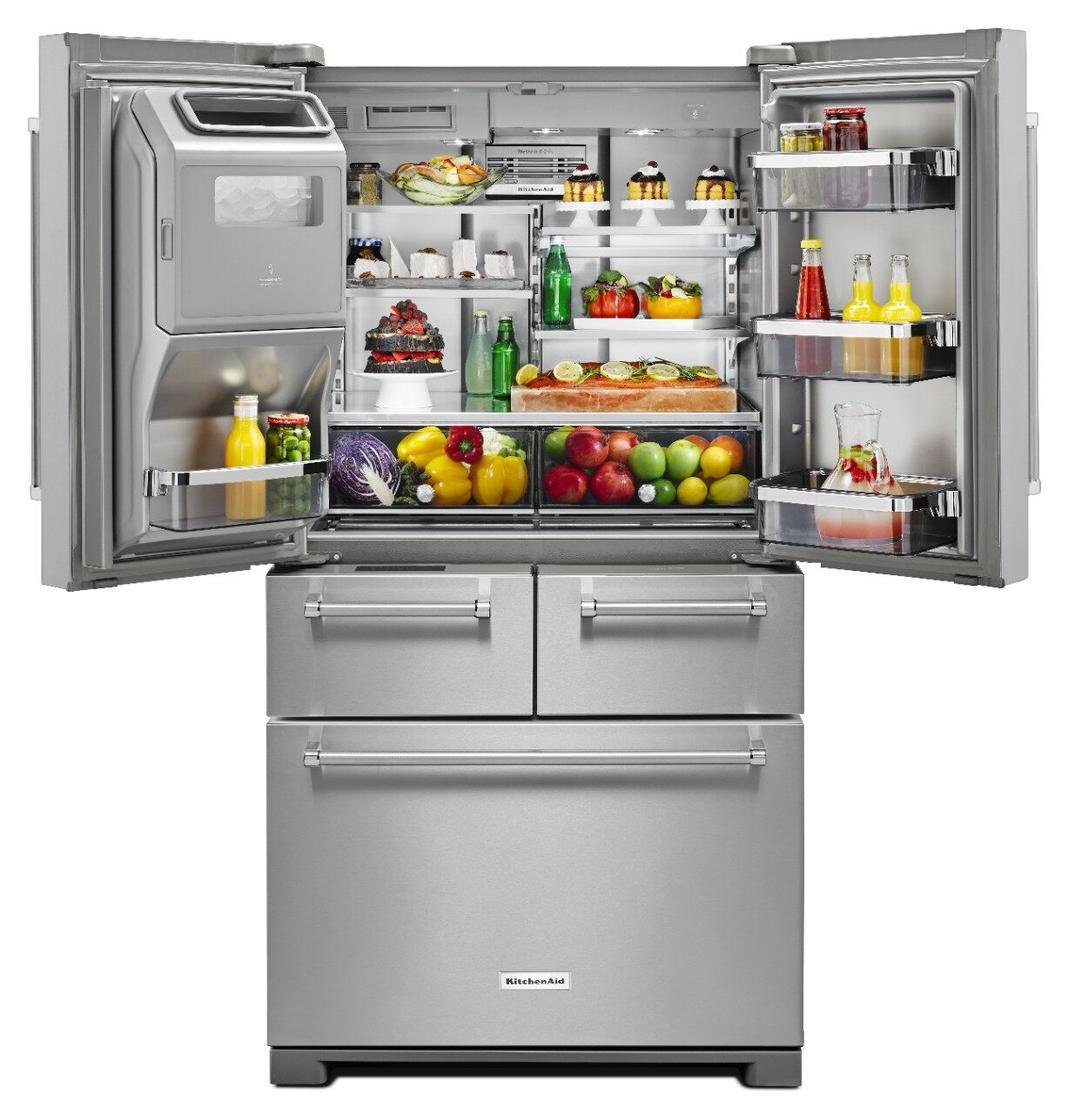 KitchenAid - 36 Inch 25.76 cu. ft French Door Refrigerator in Stainless - KRMF706ESS