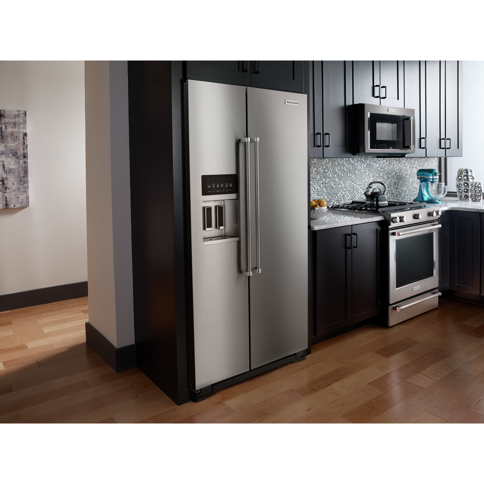 KitchenAid - 35.75 Inch 22.65 cu. ft Side by Side Refrigerator in Stainless - KRSC503ESS