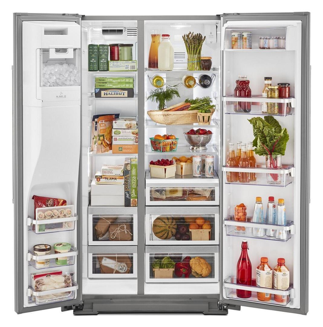 KitchenAid - 35.75 Inch 20 cu. ft Side by Side Refrigerator in Stainless - KRSC700HPS