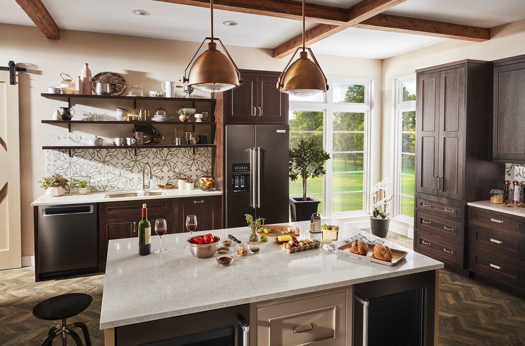 KitchenAid - 35.75 Inch 23 cu. ft Side by Side Refrigerator in Black Stainless - KRSC703HBS