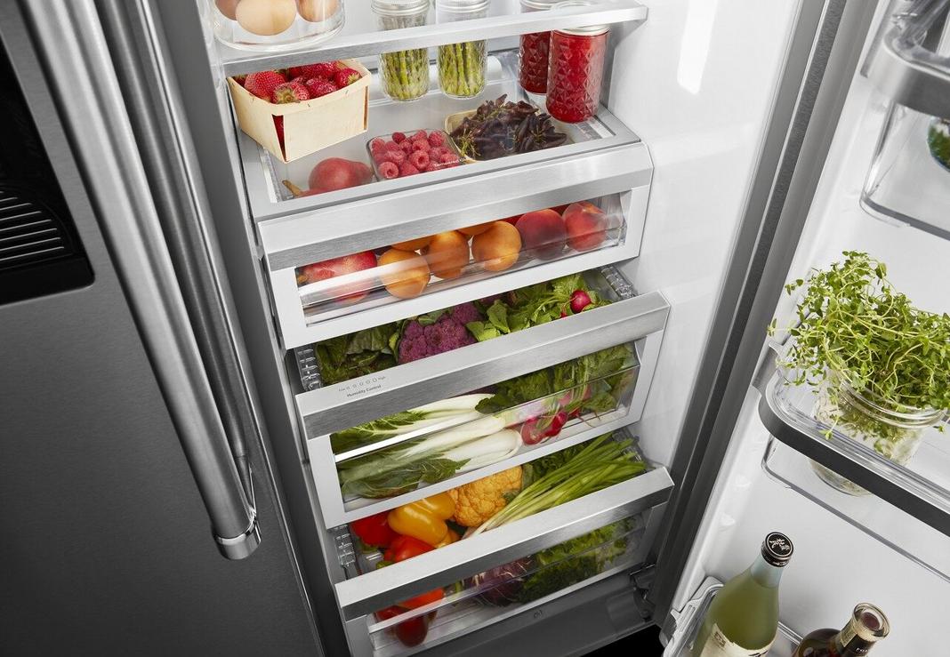 KitchenAid - 35.75 Inch 23 cu. ft Side by Side Refrigerator in Stainless - KRSC703HPS