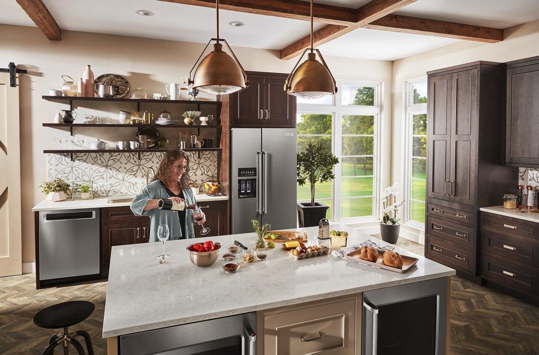 KitchenAid - 35.75 Inch 25 cu. ft Side by Side Refrigerator in Black Stainless - KRSF705HBS