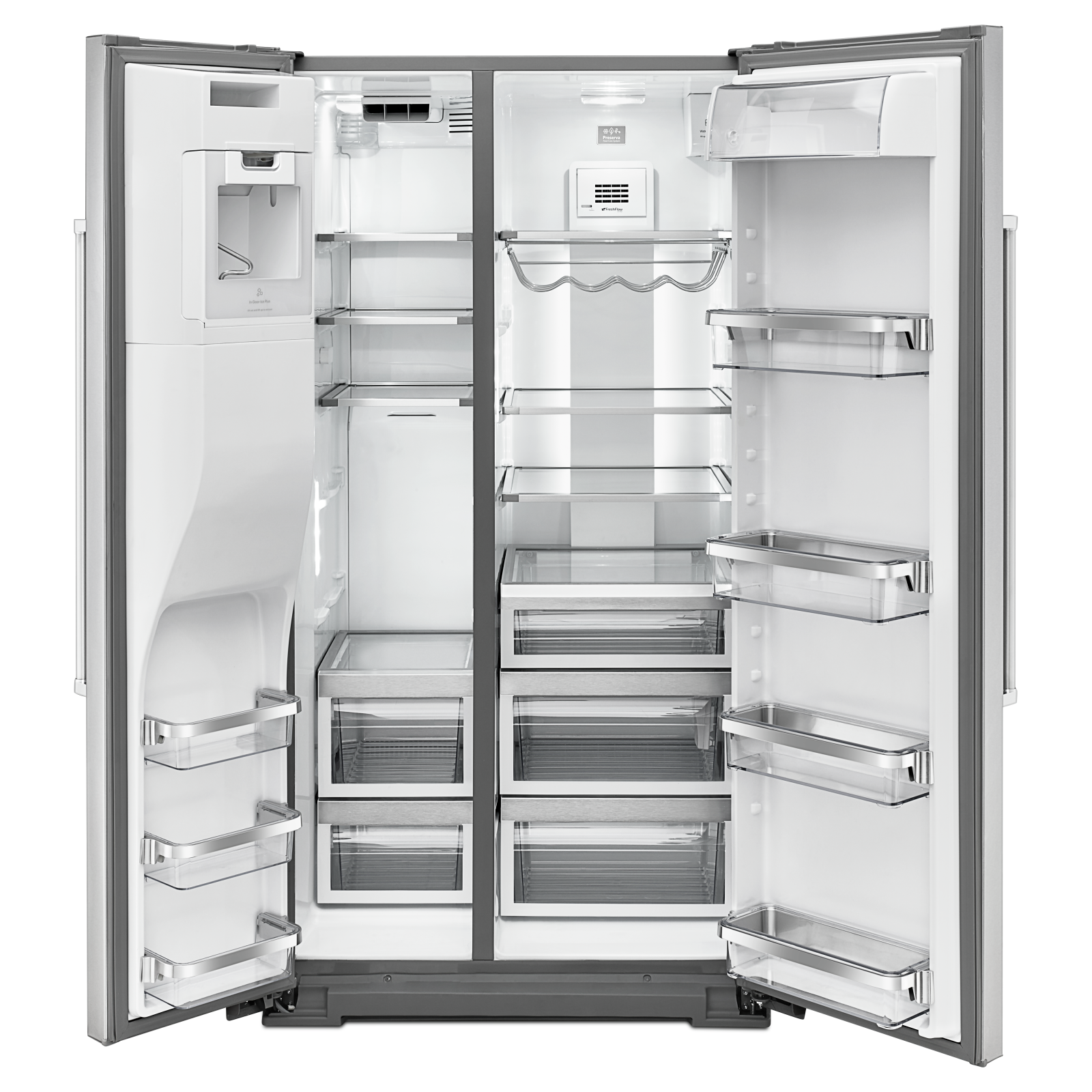 KitchenAid - 35.75 Inch 24.84 cu. ft Side by Side Refrigerator in Stainless - KRSF505ESS