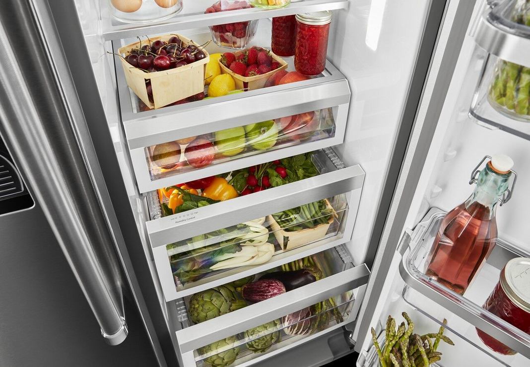 KitchenAid - 35.75 Inch 25 cu. ft Side by Side Refrigerator in Stainless - KRSF705HPS