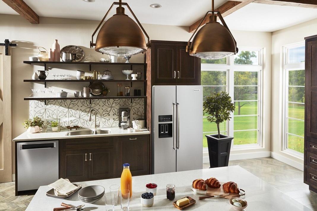 KitchenAid - 35.75 Inch 25 cu. ft Side by Side Refrigerator in Stainless - KRSF705HPS