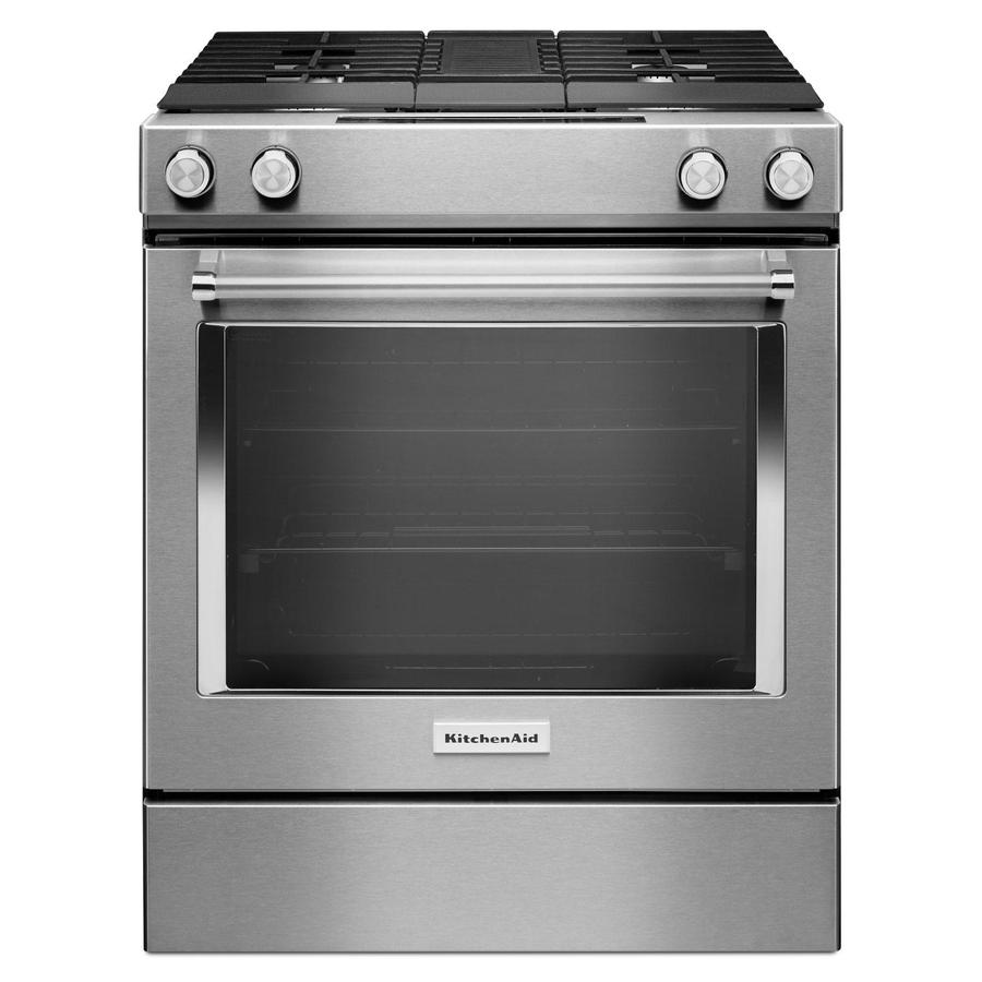 KitchenAid - 6.4 cu. ft Dual Fuel Range in Stainless - KSDG950ESS