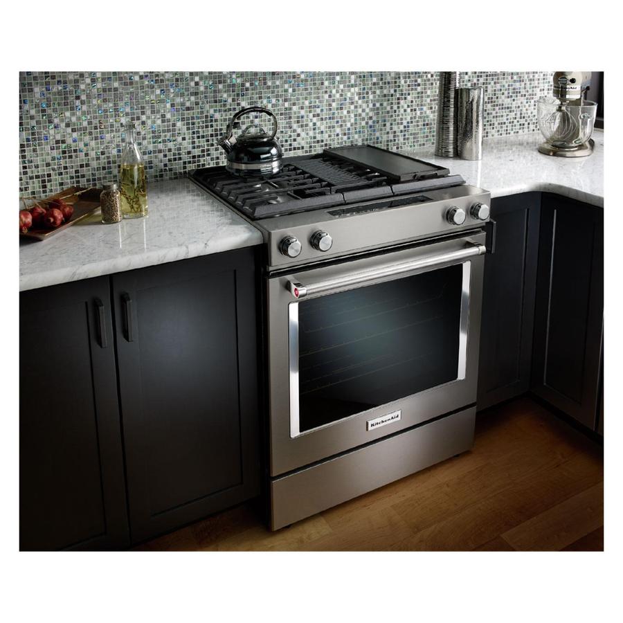 KitchenAid - 6.4 cu. ft Dual Fuel Range in Stainless - KSDG950ESS