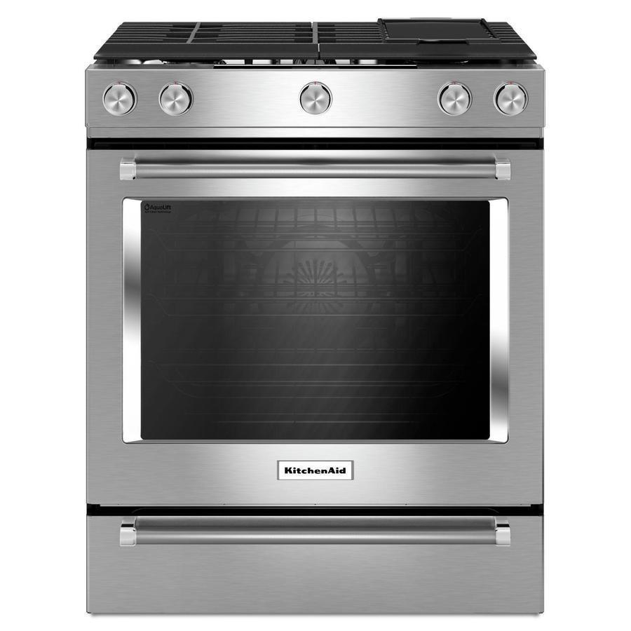 KitchenAid - 6.5 cu. ft Gas Range in Stainless - KSGB900ESS