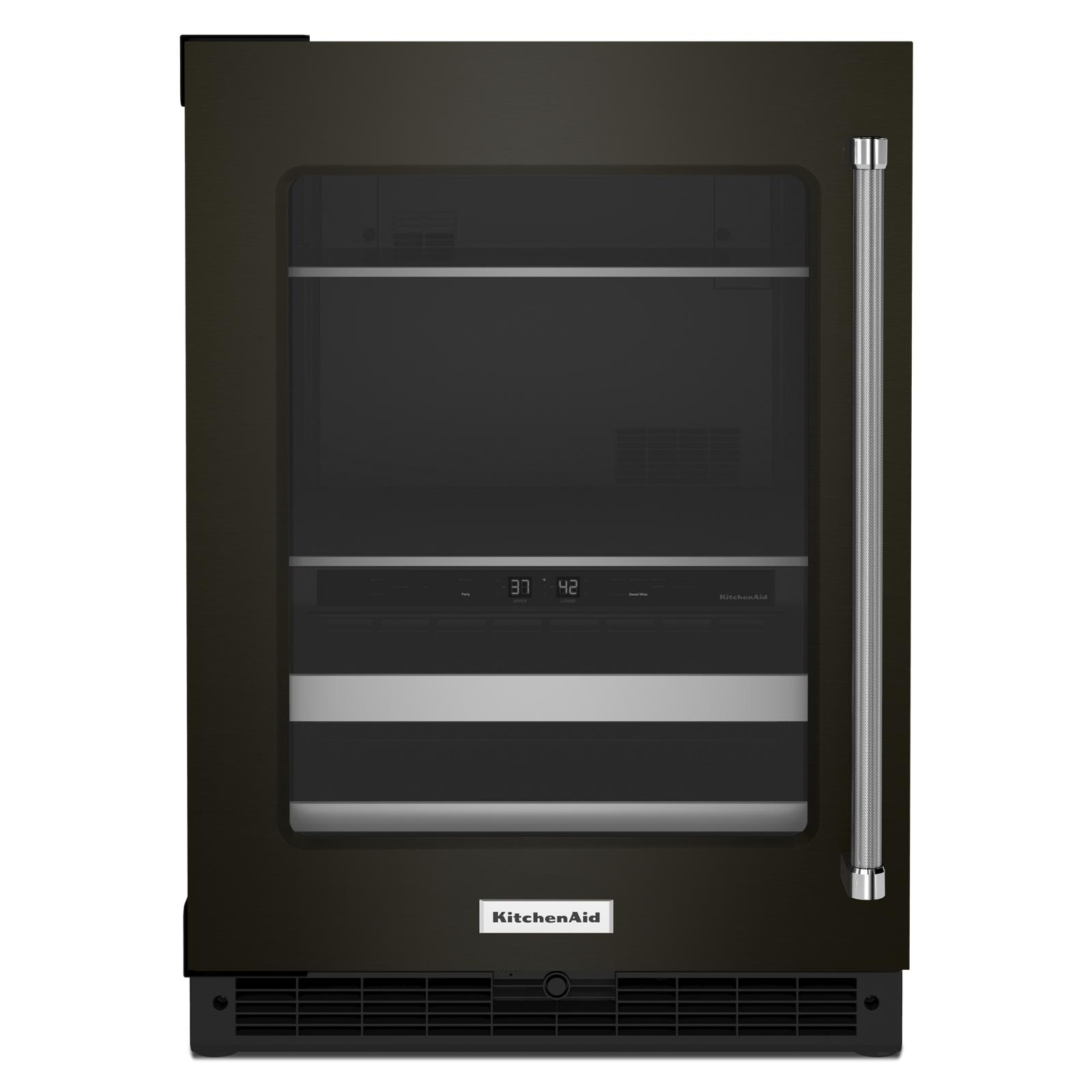 KitchenAid - 23.875 Inch 4.89 cu. ft Beverage Centre Refrigerator in Black Stainless - KUBL314KBS
