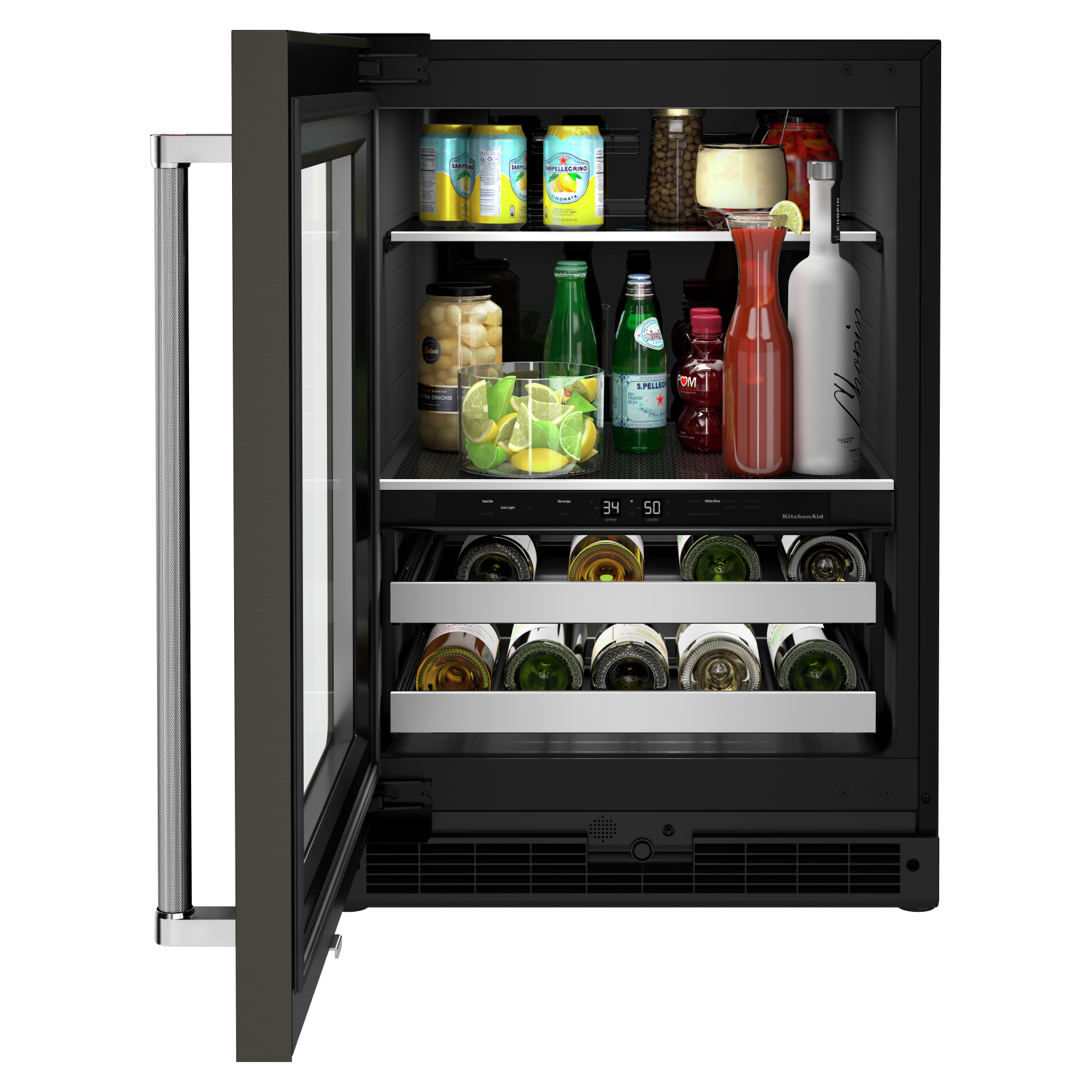 KitchenAid - 23.875 Inch 4.89 cu. ft Beverage Centre Refrigerator in Black Stainless - KUBL314KBS