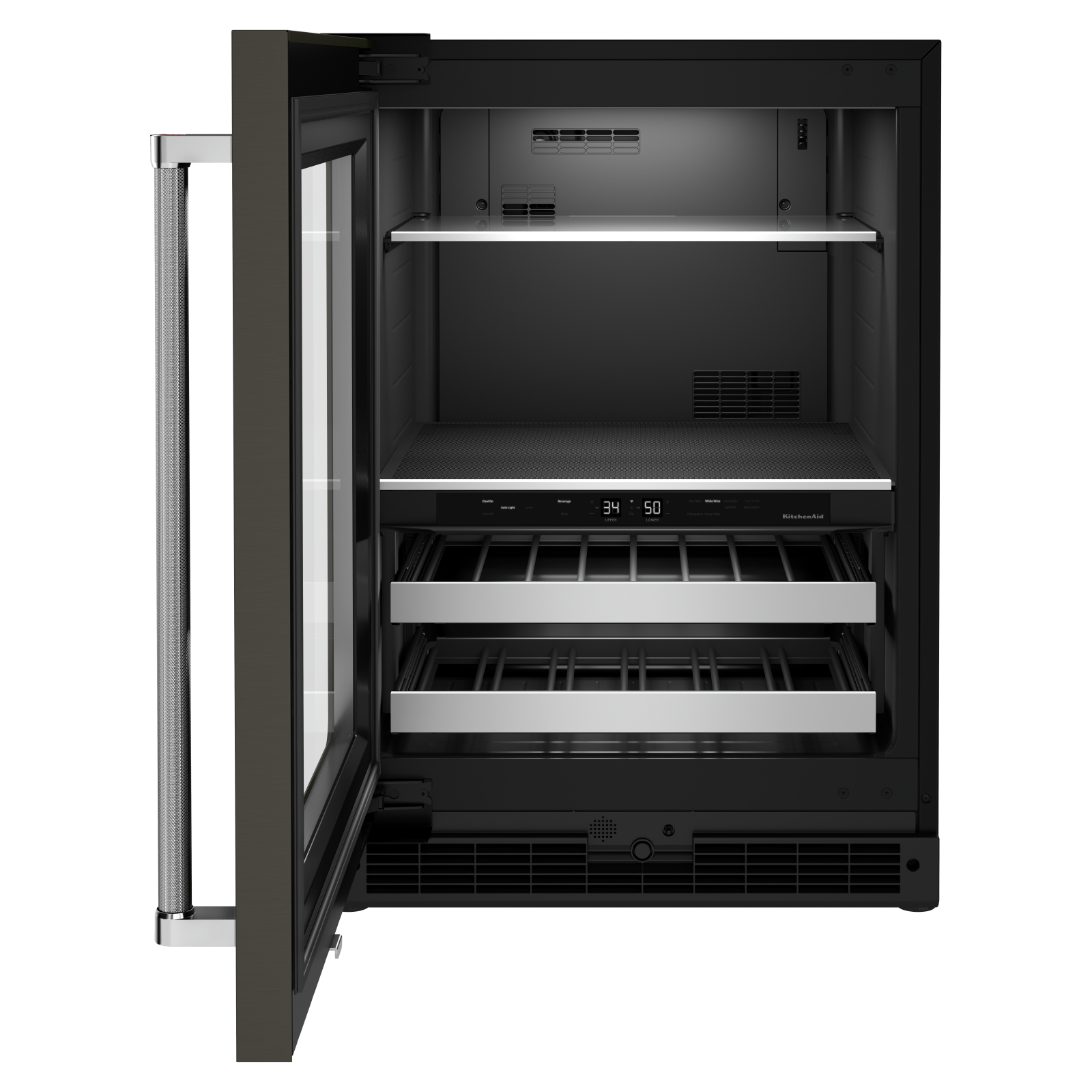 KitchenAid - 23.875 Inch 4.89 cu. ft Beverage Centre Refrigerator in Black Stainless - KUBL314KBS