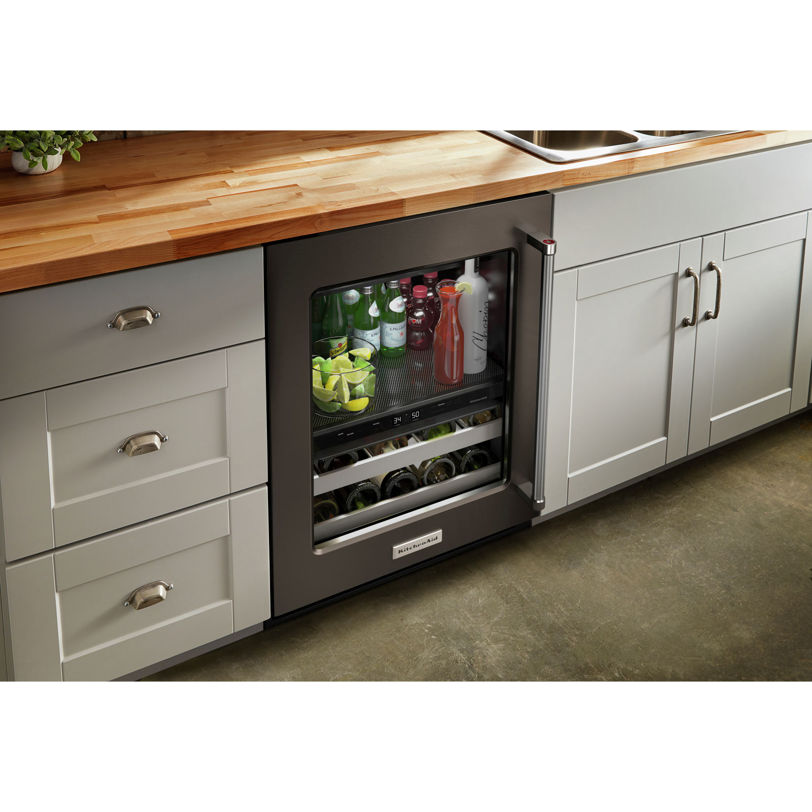 KitchenAid - 23.875 Inch 4.89 cu. ft Beverage Centre Refrigerator in Black Stainless - KUBL314KBS