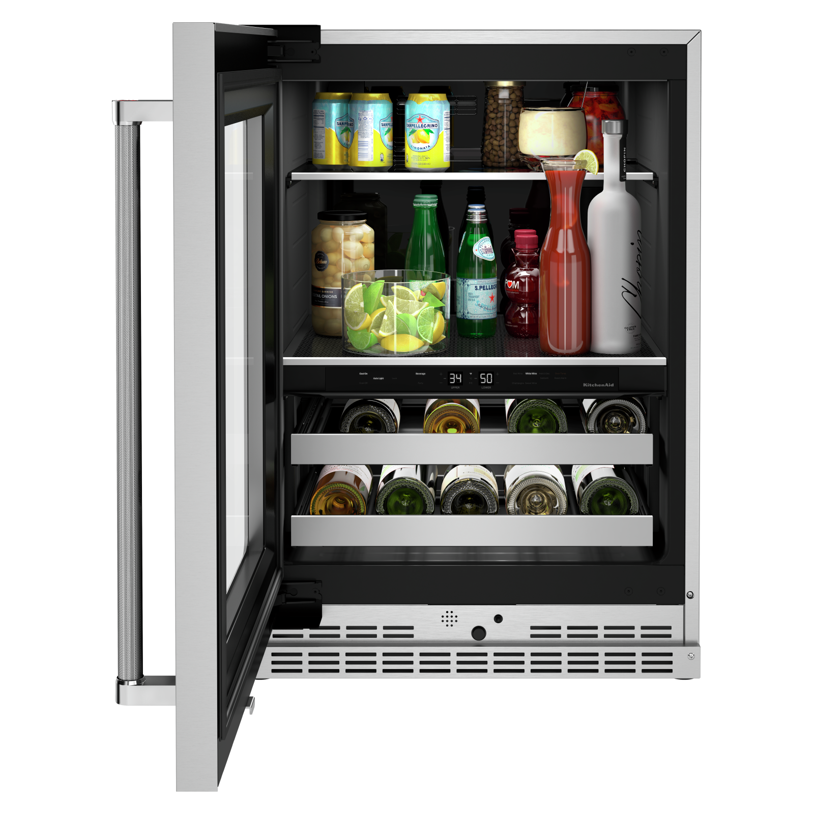 KitchenAid - 23.875 Inch 4.89 cu. ft Beverage Centre Refrigerator in Stainless - KUBL314KSS