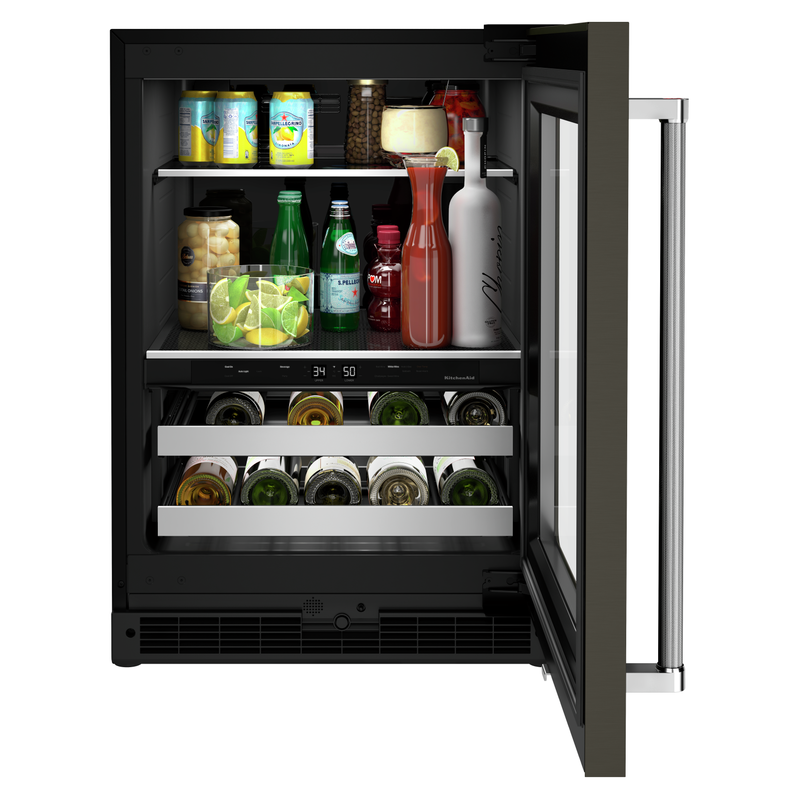 KitchenAid - 23.875 Inch 4.89 cu. ft Beverage Centre Refrigerator in Black Stainless - KUBR314KBS