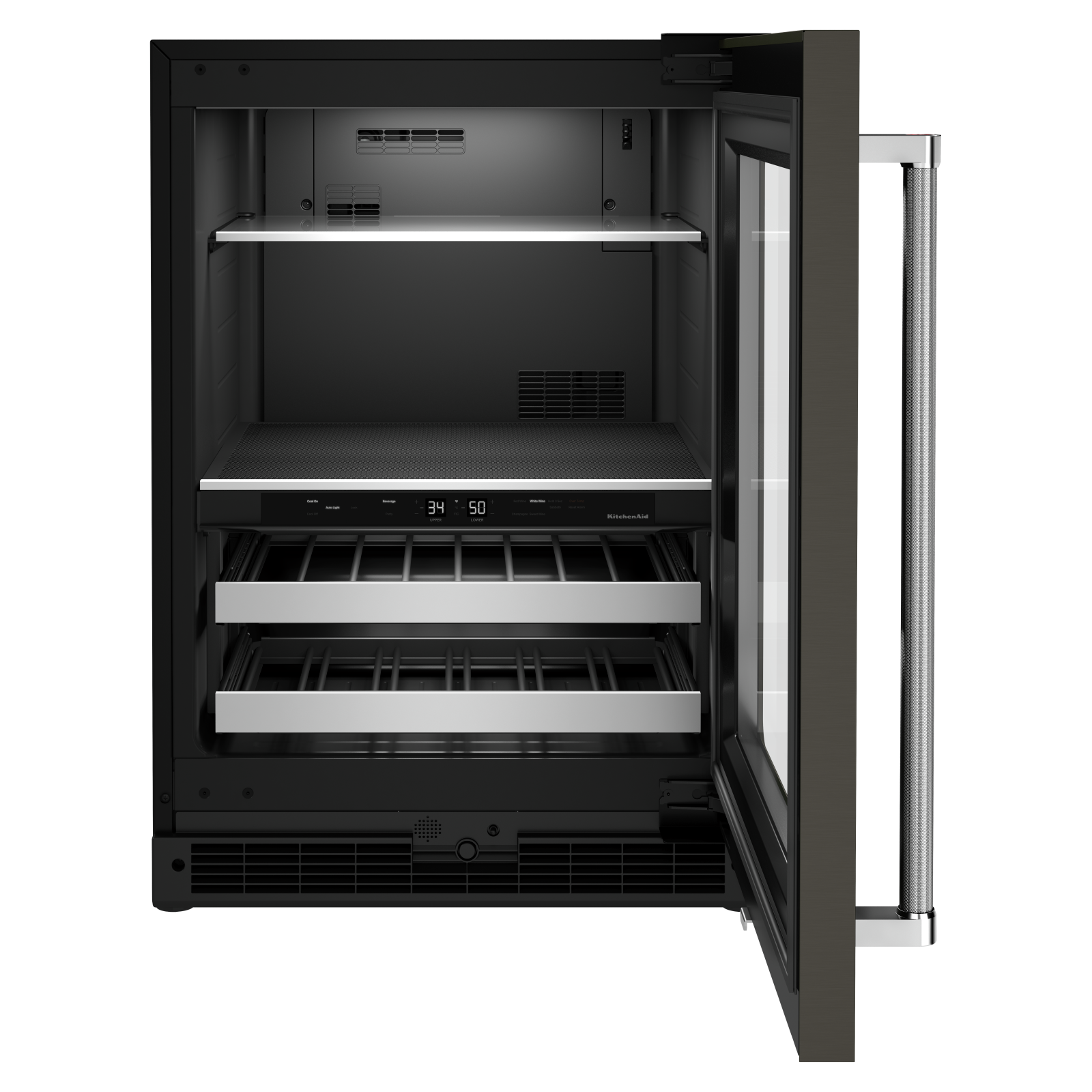 KitchenAid - 23.875 Inch 4.89 cu. ft Beverage Centre Refrigerator in Black Stainless - KUBR314KBS